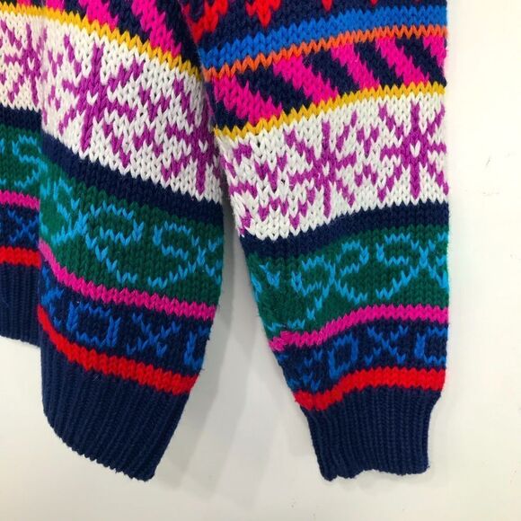 Ashley Colorful Design Stripe Knit Pullover Retro Crew Neck Sweater - Picture 7 of 15